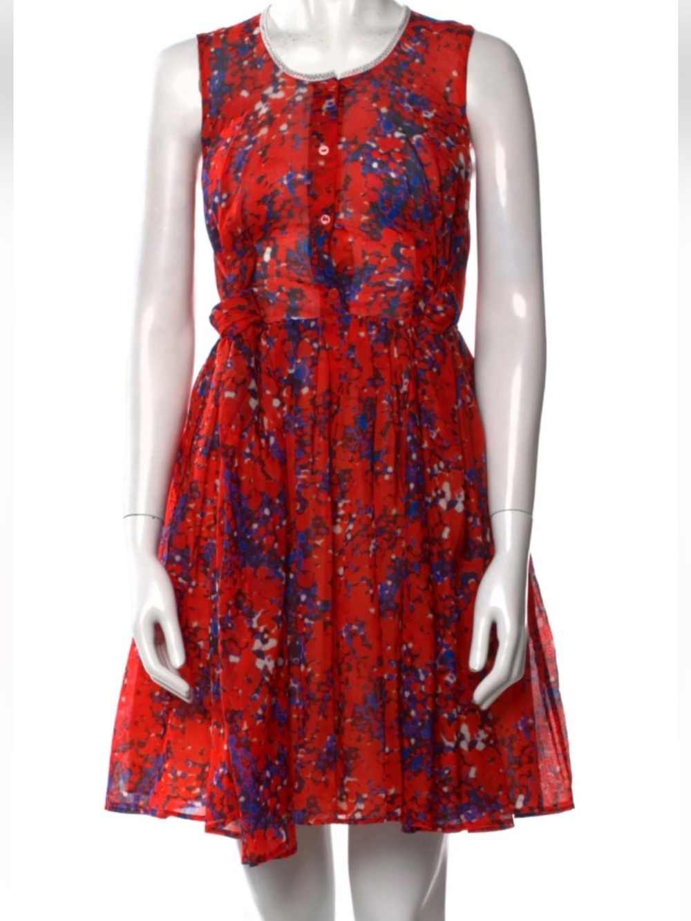 Roz & Ali Red Floral Zip-Front Dress